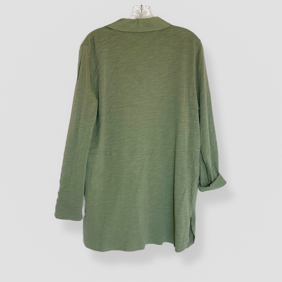 Soft Surroundings Size Medium Spring Thaw Button Down Embroidered Tunic Olive - Picture 7 of 9